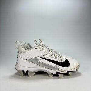 Nike Alpha Menace 4 White Silver Shark Football Cleat FQ4012-100 Youth Size 3.5Y